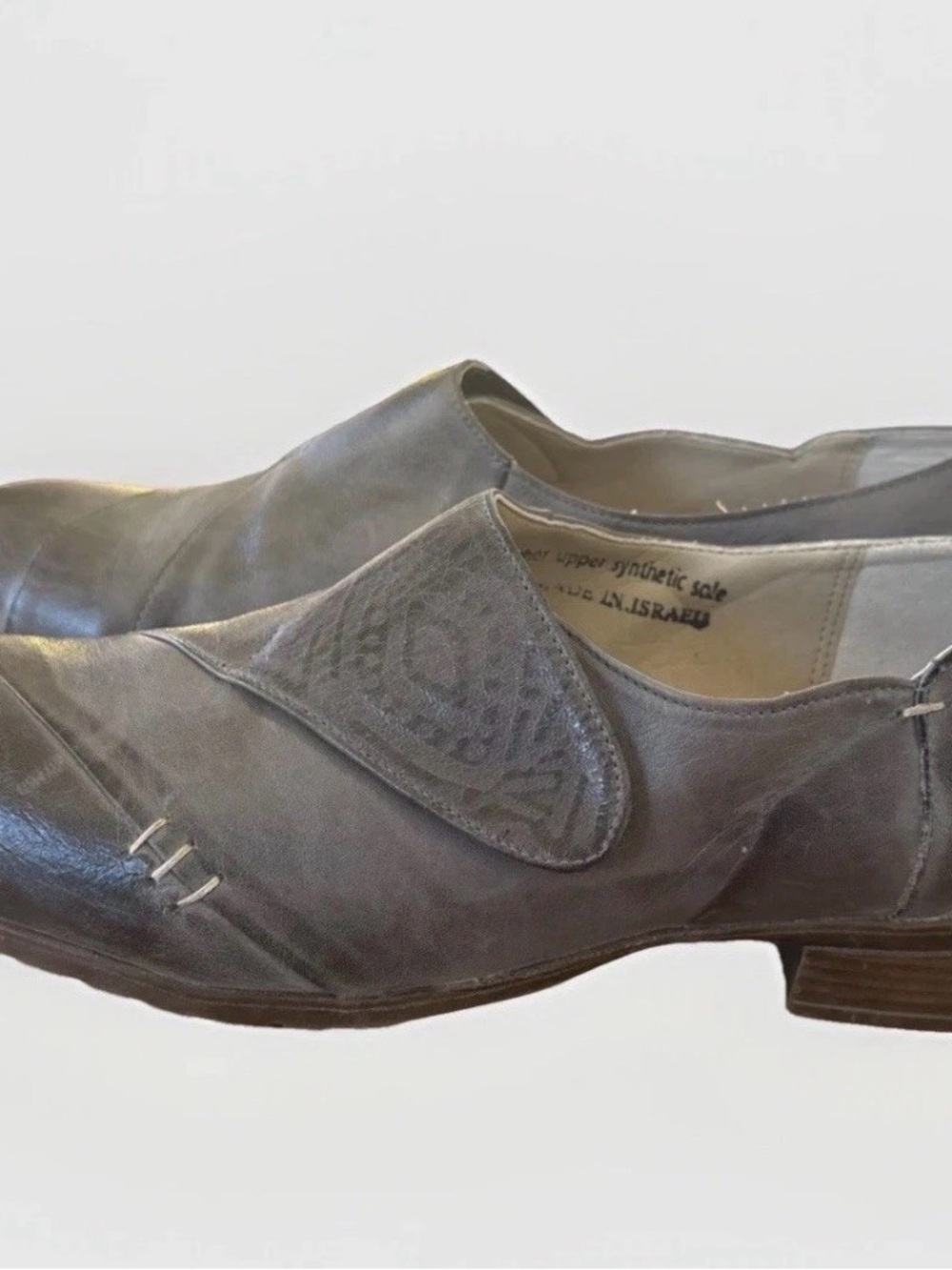 Women’s Gray Leather Slip-On Loafers with Subtle Stitch Detail